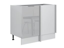 Corner Cabinet Kitchen Cupboard Base Unit Light Grey Gloss Straight Line Corner Storage L R - Star - thumbnail 4