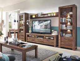 Modern Living Room Furniture Set 4 Piece Farmhouse Style with LED Lights Oak Effect - Gent - thumbnail 3
