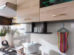 800mm Kitchen Wall Cabinet 2 Glass Doors 80cm Cupboard Dark Wood Wenge/Oak Effect Junona - thumbnail 3