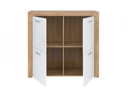 Sideboard Cabinet 4 Door Compact Storage Unit Modern Oak White Gloss Scandi Living Room Cupboard - Balder - thumbnail 4
