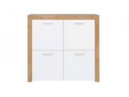Sideboard Cabinet 4 Door Compact Storage Unit Modern Oak White Gloss Scandi Living Room Cupboard - Balder - thumbnail 3