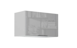 Kitchen Wall Cabinet Light Grey Gloss Extractor Fan Cooker Hood Housing Unit 600mm Half Height Cupboard - Star - thumbnail 4