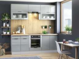 Kitchen Wall Cabinet Light Grey Gloss Extractor Fan Cooker Hood Housing Unit 600mm Half Height Cupboard - Star - thumbnail 3
