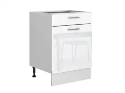 Kitchen Drawer Unit 600mm Cabinet Freestanding Base Storage Cupboard White High Gloss - Ella - thumbnail 4