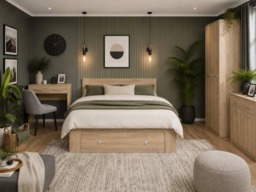 King Size Bed Frame Storage Drawers with Shelves Light Oak Sonoma Euro 160cm Solid Wood Slats - Nepo - thumbnail 4