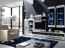 White Gloss TV Unit Modern Glass Fronted Media Bench TV Cabinet Storage 100cm White Gloss - Fever - thumbnail 3