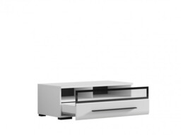 White Gloss TV Unit Modern Glass Fronted Media Bench TV Cabinet Storage 100cm White Gloss - Fever - thumbnail 4