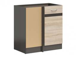 Kitchen Corner Base Unit Left Door 1m 1000mm Cupboard L Shaped Dark Wood Wenge / Oak Effect Junona - thumbnail 2
