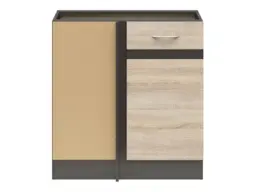 Kitchen Corner Base Unit Left Door 1m 1000mm Cupboard L Shaped Dark Wood Wenge / Oak Effect Junona