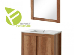 Freestanding Vanity Bathroom Unit 800mm Cabinet & Sink Wall Mounted Mirror Oak Finish - Classic Oak - thumbnail 2