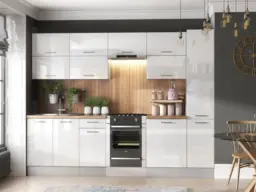 Kitchen Cupboard Pull Out Storage Basket Freestanding 200mm Unit White Gloss Base Cabinet – Ella - thumbnail 2