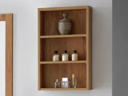 Bathroom Wall Cabinet Classic Wall Mounted Bathroom Open Shelf Unit Oak Finish Slimline 400mm - Classic Oak