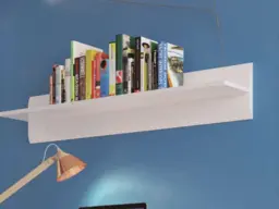 Wall Shelf Floating Book Shelf White Gloss Short Display Panel Modern Storage 105cm - Azteca