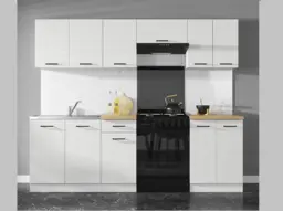 Kitchen Wall Unit 600mm Extractor Fan Housing Cabinet Lift Up Half Height Door White Chalk Gloss - Junona - thumbnail 2