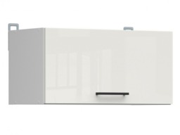 Kitchen Wall Unit 600mm Extractor Fan Housing Cabinet Lift Up Half Height Door White Chalk Gloss - Junona - thumbnail 3