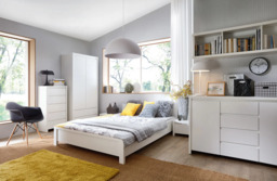 White Double Wardrobe Modern Two Door Bedroom Storage with Drawers Handleless Design - Kaspian - thumbnail 2