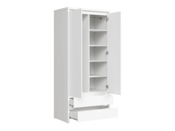 White Double Wardrobe Modern Two Door Bedroom Storage with Drawers Handleless Design - Kaspian - thumbnail 3
