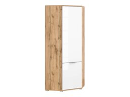 White Gloss Corner Wardrobe L Shaped Single Wardrobe with Rail Modern Compact 1 Door Oak Bedroom Storage - Zele - thumbnail 3