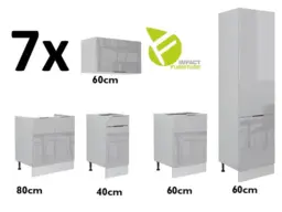 Kitchen Cabinets Cupboards 11 Unit Pantry 600 Larder DIY Set 300cm Light Grey Gloss - Star - thumbnail 2
