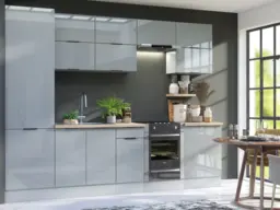 Kitchen Cabinets Cupboards 11 Unit Pantry 600 Larder DIY Set 300cm Light Grey Gloss - Star - thumbnail 1
