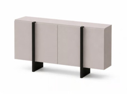 Beige Sideboard Cabinet 140cm Storage Unit Modern Cashmere Black Handleless – Kiznie - thumbnail 4