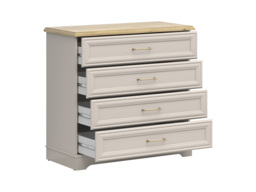 Chest of Drawers Bedroom Living Room Storage 4 Drawer Cabinet Shaker Cashmere Beige and Light Oak 94cm - Anga - thumbnail 4
