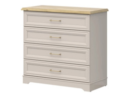 Chest of Drawers Bedroom Living Room Storage 4 Drawer Cabinet Shaker Cashmere Beige and Light Oak 94cm - Anga - thumbnail 1