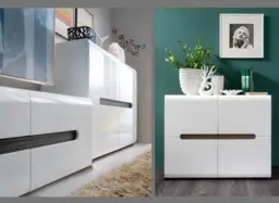 White Gloss Living Room Furniture Set TV Unit Wall Cabinet Sideboard Shelf Modern Lounge - Azteca Trio - thumbnail 4