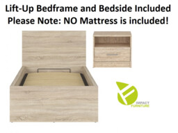 Ottoman Single Bed and Bedside Cabinet Set Euro 90cm Gas Lift Up Storage Bed Sonoma Oak Effect - Tetrix and Nepo - thumbnail 2
