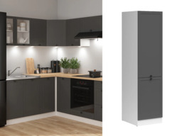 Kitchen Larder Unit Pantry Cupboard Tall Kitchen Cabinet Storage 500mm Shaker Dark Grey Left – Junona - thumbnail 1