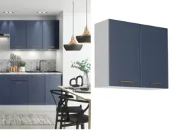 800mm Kitchen Wall Unit Midnight Blue Cabinet Cupboard Dark Navy Slab Door - Nora