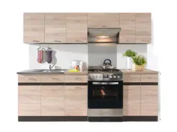 Kitchen Wall Cabinet 800mm Unit Complete Cupboard Dark Wood Wenge and Light Oak Effect 2 Door - Junona - thumbnail 3