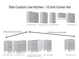 Kitchen Corner Cabinets L Shaped Set of Units Universal Cupboards Modern Complete Light Grey Gloss - Star - thumbnail 2