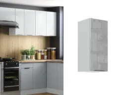 Kitchen Wall Cabinet Cupboard 300mm Unit Light Grey Gloss Narrow Slim Storage Slab Door - Star - thumbnail 1