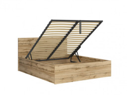 Modern Oak Finish Ottoman Euro 160cm King Size Bed Frame with Gas Lift Up Storage Compartment in Oak Wotan - Tetrix - thumbnail 4