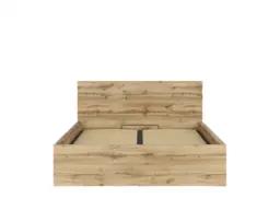 Modern Oak Finish Ottoman Euro 160cm King Size Bed Frame with Gas Lift Up Storage Compartment in Oak Wotan - Tetrix