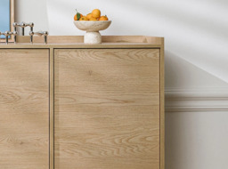 Extra Large Sideboard 200cm Wide Cabinet 4 Door Storage Unit White Washed Light Oak Handleless - Japandi - thumbnail 2