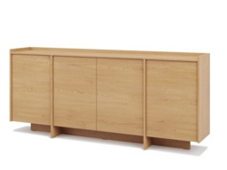 Extra Large Sideboard 200cm Wide Cabinet 4 Door Storage Unit White Washed Light Oak Handleless - Japandi - thumbnail 4
