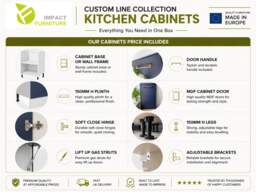 Modern White High Gloss Kitchen Cabinets Cupboards Set of 11 Units Complete Modular 240cm DIY Kitchen - Ella - thumbnail 3