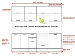 Modern White High Gloss Kitchen Cabinets Cupboards Set of 11 Units Complete Modular 240cm DIY Kitchen - Ella - thumbnail 4