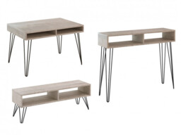 Living Room Furniture Set Coffee Table Console Table TV Unit Hairpin Metal Legs Grey Oak Effect - Mare - thumbnail 3