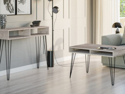 Living Room Furniture Set Coffee Table Console Table TV Unit Hairpin Metal Legs Grey Oak Effect - Mare - thumbnail 2