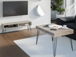 Living Room Furniture Set Coffee Table Console Table TV Unit Hairpin Metal Legs Grey Oak Effect - Mare - thumbnail 1