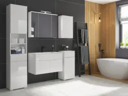 Bathroom Wall Cabinet Slim Storage Unit 1 Door Handless Cupboard White Gloss - Spice - thumbnail 2