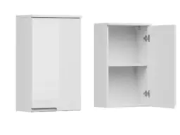Bathroom Wall Cabinet Slim Storage Unit 1 Door Handless Cupboard White Gloss - Spice - thumbnail 3