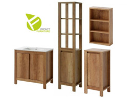 Bathroom Furniture Set 800mm Vanity Sink Cabinet Freestanding Tallboy Unit Oak Finish - Classic Oak - thumbnail 2