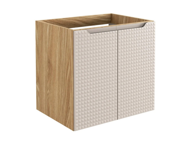 Vanity Unit Without Basin Beige 2 Door Storage Bathroom Cabinet Wall Hung Floating - Luxor - image 1