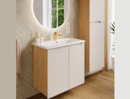 Vanity Unit Without Basin Beige 2 Door Storage Bathroom Cabinet Wall Hung Floating - Luxor - thumbnail 3