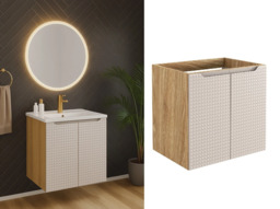 Vanity Unit Without Basin Beige 2 Door Storage Bathroom Cabinet Wall Hung Floating - Luxor - thumbnail 2