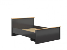 Double Bed with Storage Drawer Bedframe with Wooden Slats Dark Grey and Oak Shaker Modern Country - Hesen - thumbnail 3